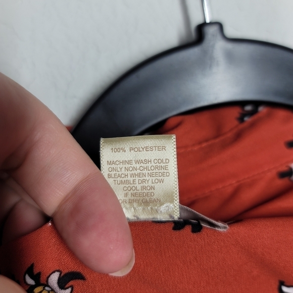 Loft Western Feather Print Burnt Orange Blouse - Picture 6 of 8